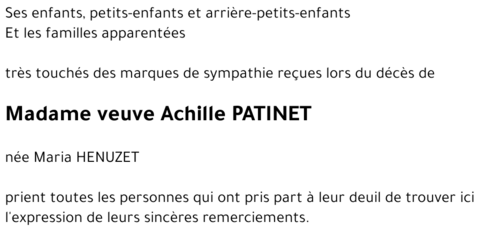 veuve Achille PATINET