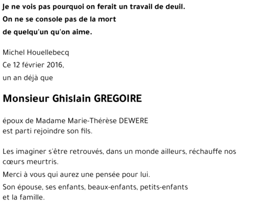 Ghislain GREGOIRE