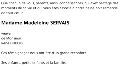 Madeleine SERVAIS