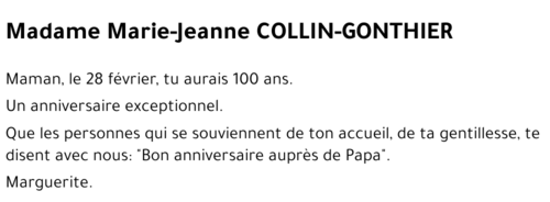 Marie-Jeanne COLLIN-GONTHIER