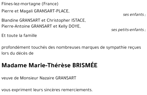 Marie-Thérèse BRISMÉE