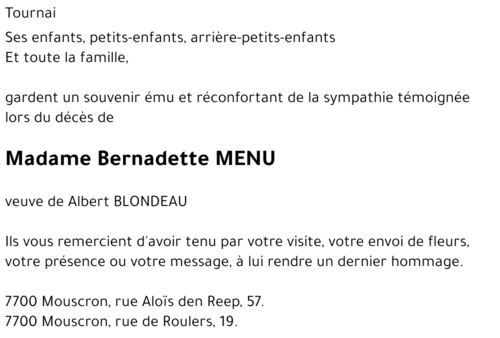 Bernadette MENU
