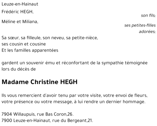 Christine HEGH