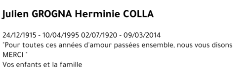 Julien - Herminie GROGNA  - COLLA