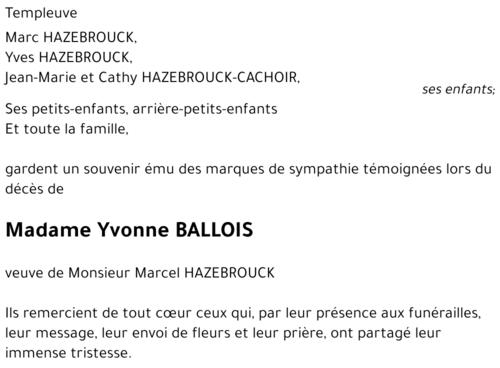 Yvonne BALLOIS