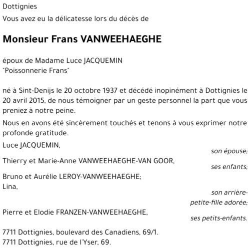 Frans VANWEEHAEGHE