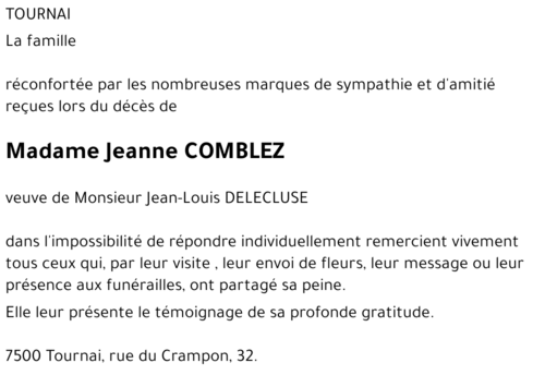 Jeanne COMBLEZ