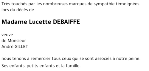 Lucette DEBAIFFE 