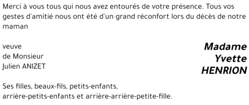 Yvette HENRION