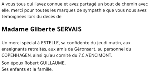 Gilberte SERVAIS