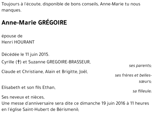 Anne-Marie GRÉGOIRE