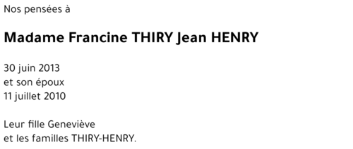 Francine THIRY Jean HENRY