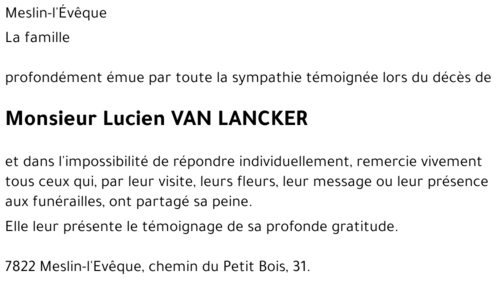 Lucien VAN LANCKER