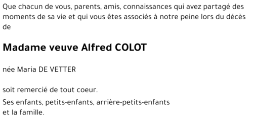 veuve Alfred COLOT