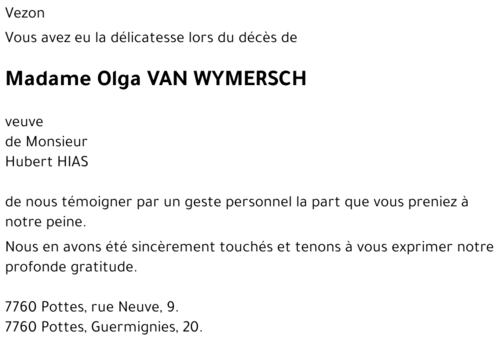 Olga VAN WYMERSCH