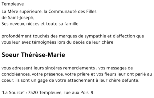 Soeur Thérèse-Marie