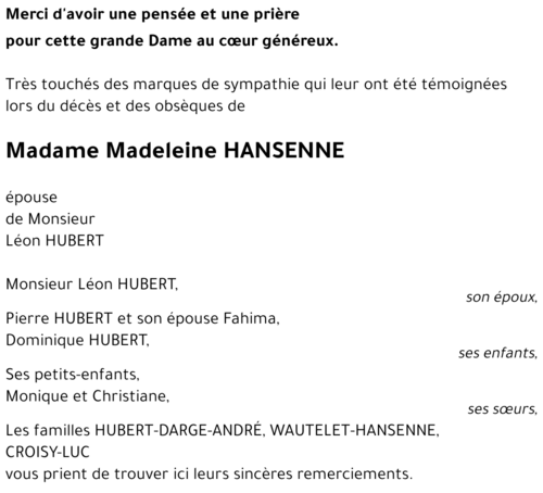 Madeleine HANSENNE