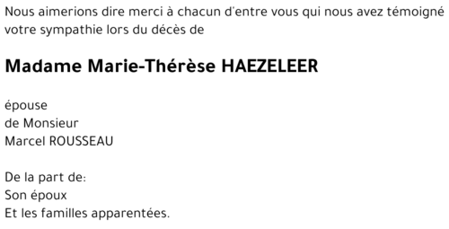 Marie-Thérèse HAEZELEER