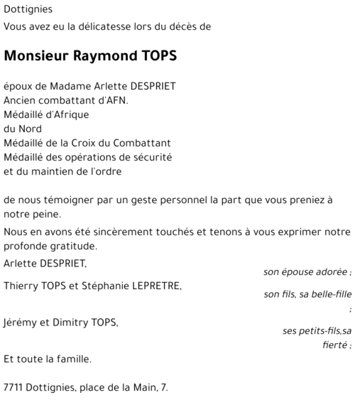 Raymond TOPS