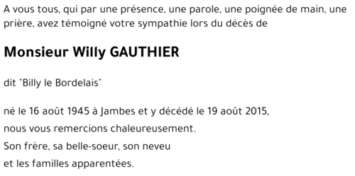 Willy GAUTHIER