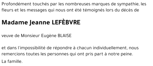 Jeanne LEFÈBVRE