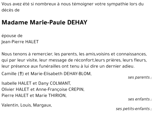 Marie-Paule DEHAY