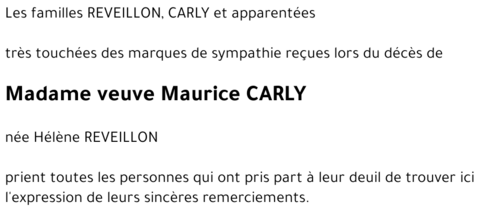 veuve Maurice CARLY