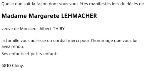 Margarete LEHMACHER