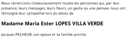 Maria Ester LOPES VILLA VERDE