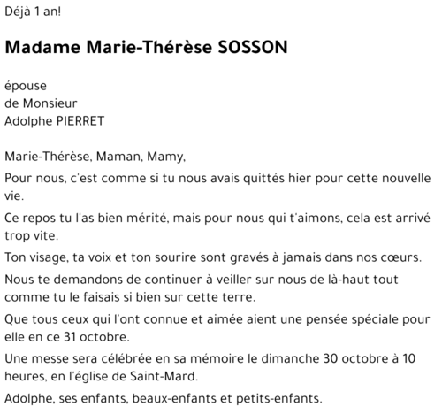 Marie-Thérèse SOSSON 
