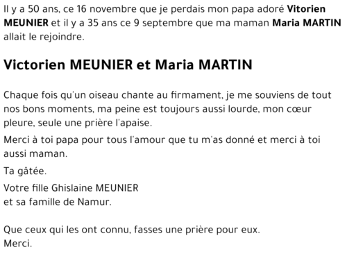 Victorien et Maria MEUNIER et MARTIN