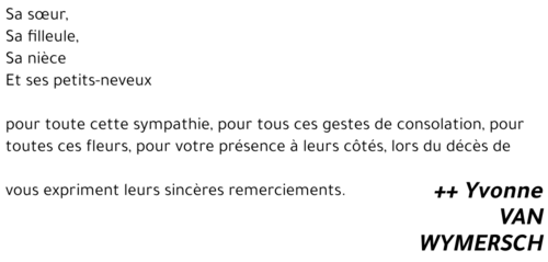 Yvonne VAN WYMERSCH