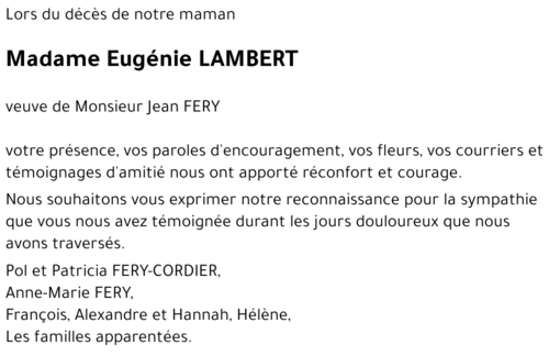 Eugénie LAMBERT