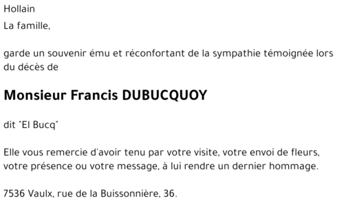 Francis DUBUCQUOY