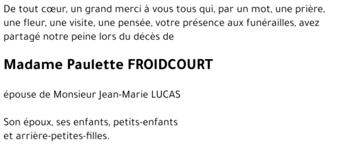 Paulette FROIDCOURT