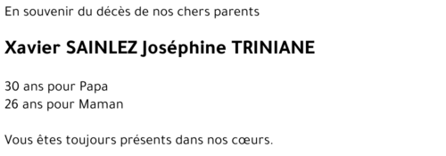 Xavier SAINLEZ Joséphine TRINIANE