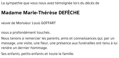 Marie-Thérèse DEFÈCHE