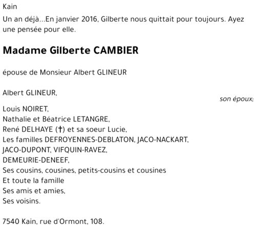 CAMBIER Gilberte