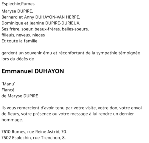 Emmanuel DUHAYON