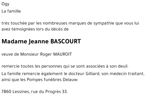 Jeanne BASCOURT