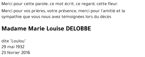 Marie Louise DELOBBE