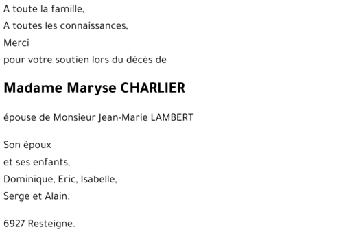 Maryse CHARLIER