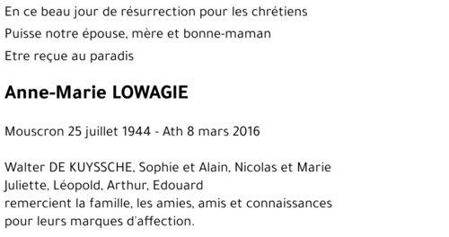 Anne-Marie LOWAGIE