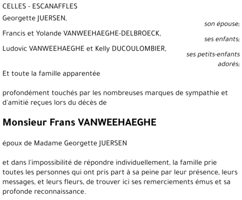 Frans VANWEEHAEGHE