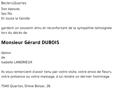 Gérard DUBOIS