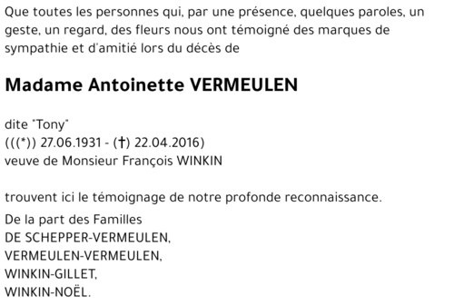Antoinette VERMEULEN