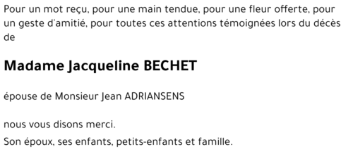 Jacqueline BECHET 