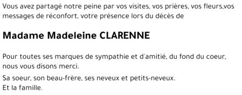 Madeleine CLARENNE