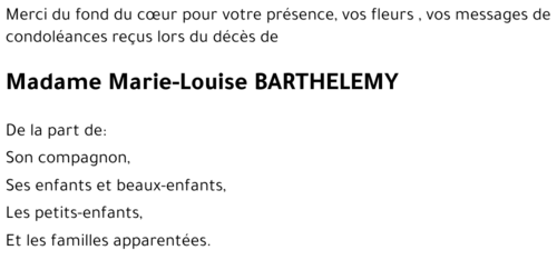 Marie -louise BARTHELEMY