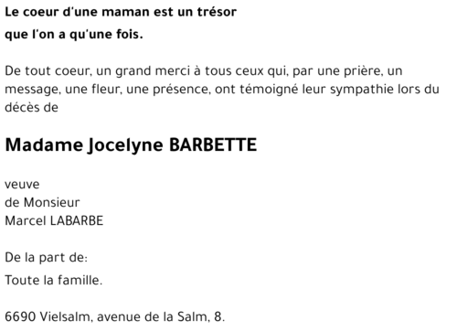 Jocelyne BARBETTE